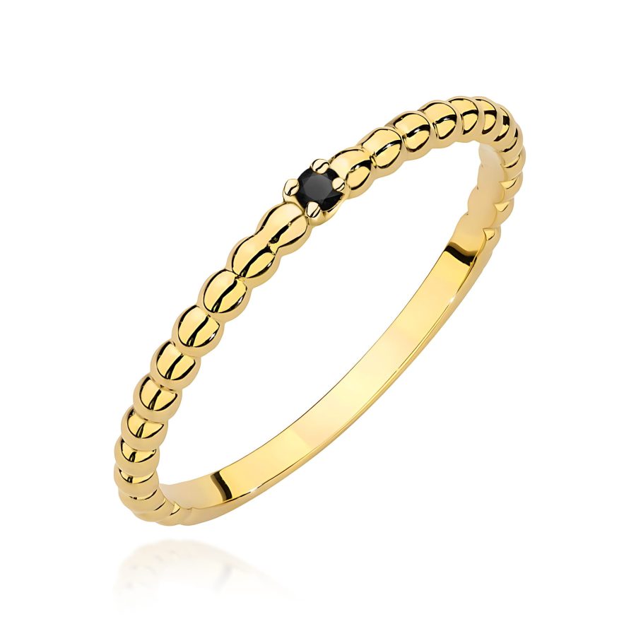 Ring with black diamond 0,02 ct in yellow gold 585