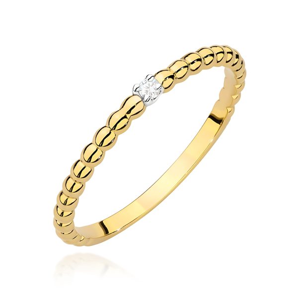 Pierścionek z diamentem 0,02 ct W0601 – żółte złoto próby 585