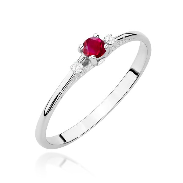 Pierścionek z rubinem 0,15 ct W0614 – białe złoto próby 585