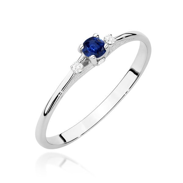 Pierścionek z szafirem 0,15 ct W0614 – białe złoto próby 585