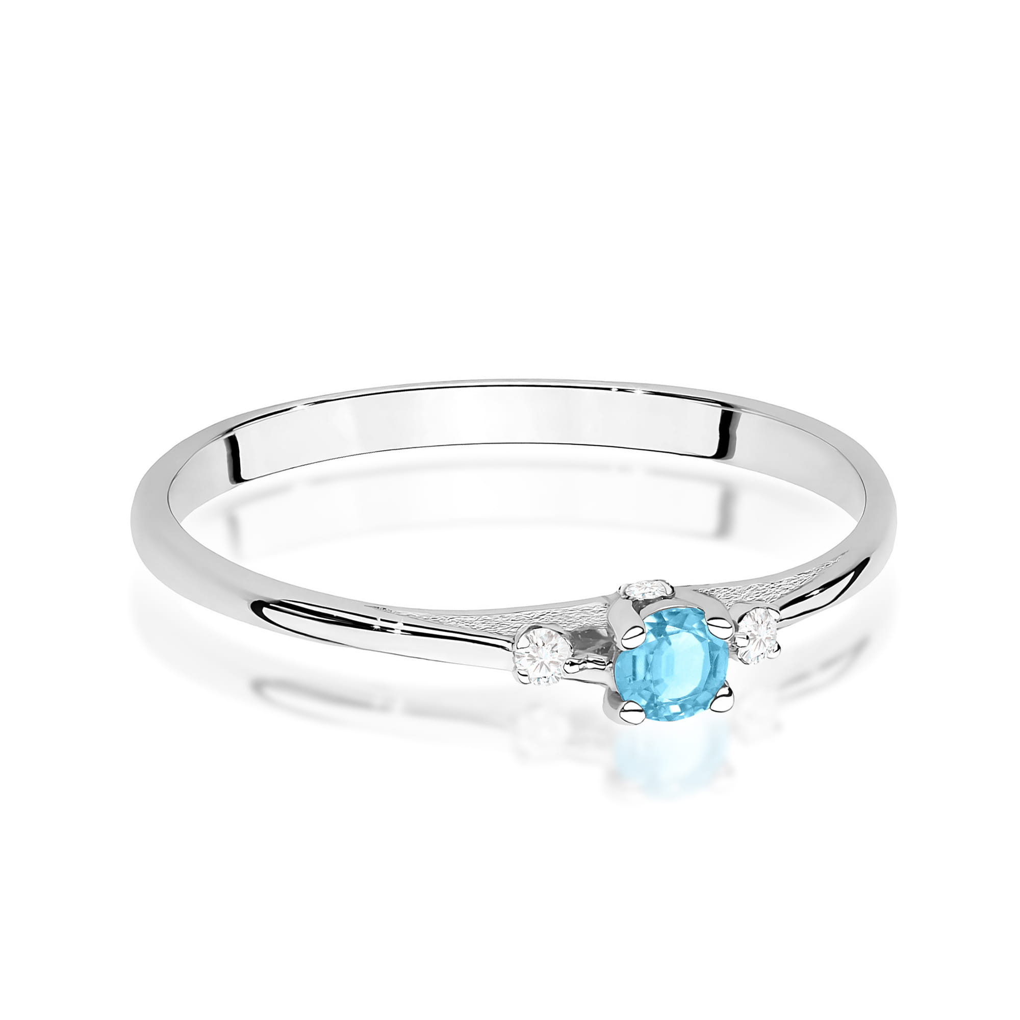 Ring in white gold with topaz swiss and diamonds – product image 3
