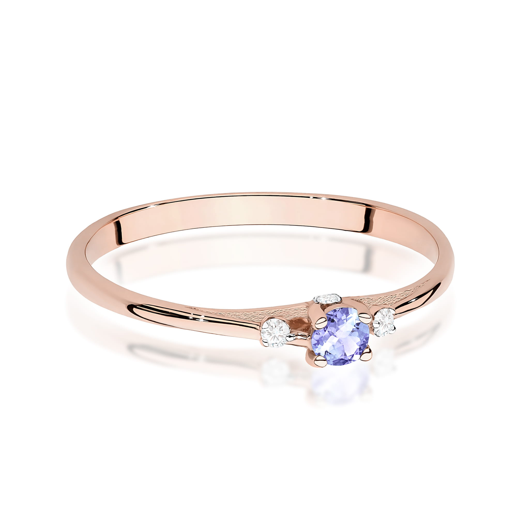 Ring with tanzanite and diamonds in rose gold – product image 3
