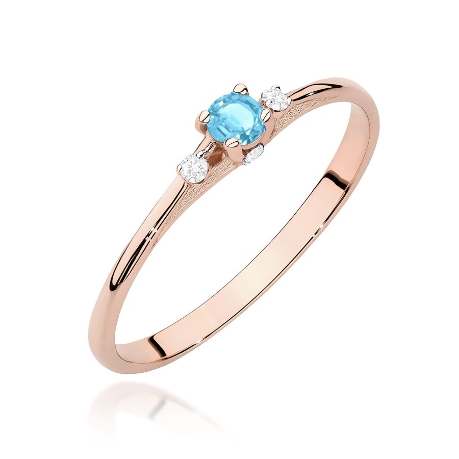 Pierścionek z topazem Swiss i diamentami · W0614