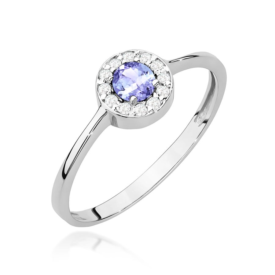 Pierścionek z tanzanitem 0,35 ct i diamentami · W0616