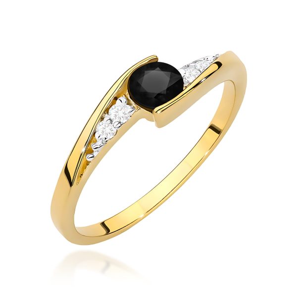 Pierścionek z czarnym diamentem 0,30 ct W0618 – żółte złoto próby 585