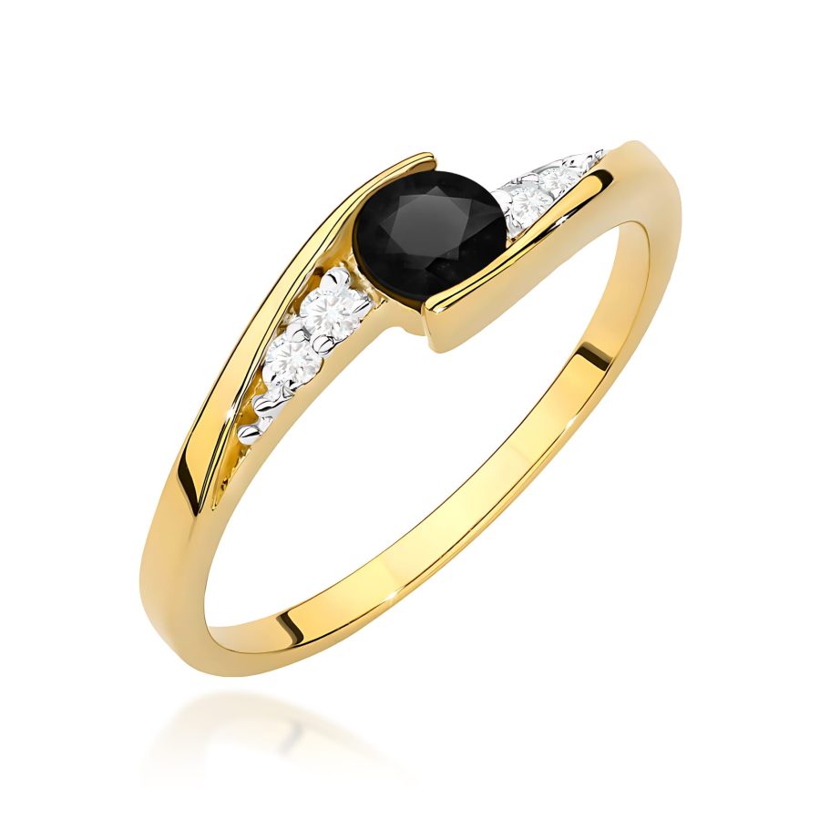 Pierścionek z czarnym diamentem 0,30 ct W0618 – żółte złoto próby 585