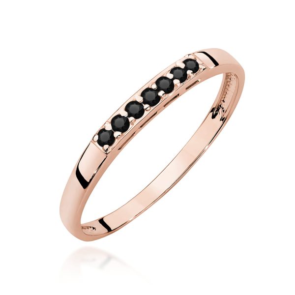 Pierścionek z czarnym diamentem 0,12 ct W0619 – różowe złoto próby 585