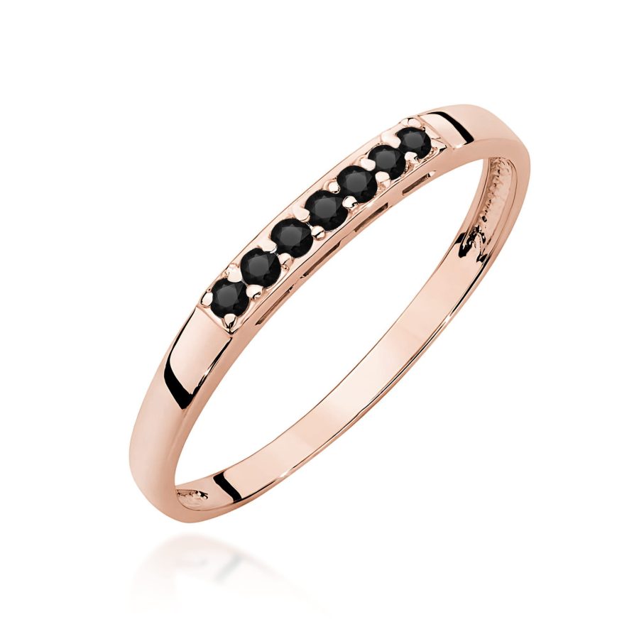 Pierścionek z czarnym diamentem 0,12 ct W0619 – różowe złoto próby 585