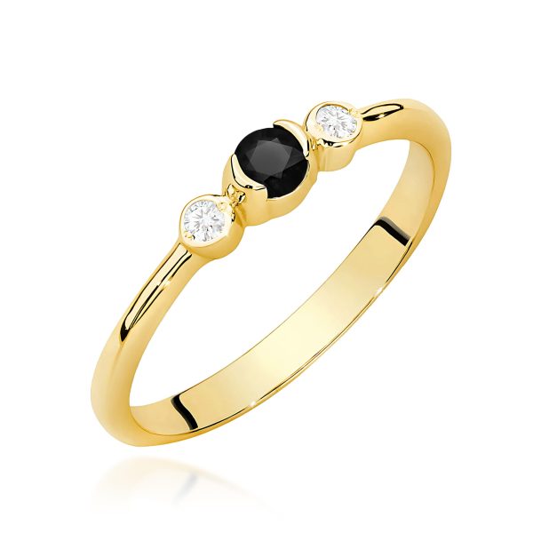 Pierścionek z czarnym diamentem 0,12 ct W0620 – żółte złoto próby 585