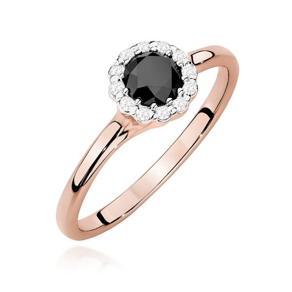 Pierścionek z czarnym diamentem 0,50 ct W0622 – różowe złoto próby 585