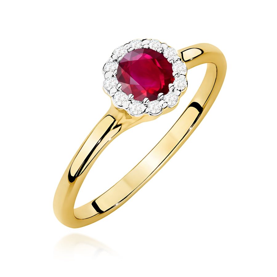Pierścionek z rubinem i diamentami 0,60 ct · W0622