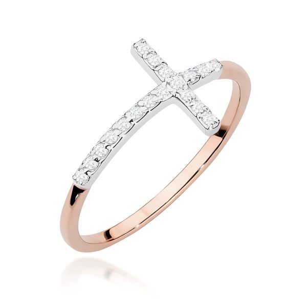 Pierścionek z diamentami 0,09 ct W0636 – różowe złoto próby 585