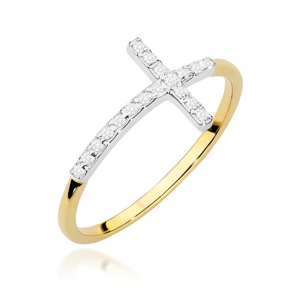 Pierścionek z diamentami 0,09 ct W0636 – żółte złoto próby 585