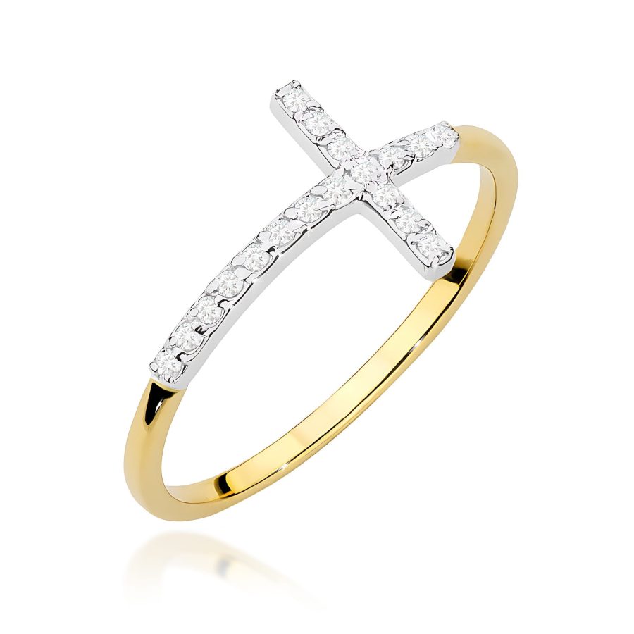 Pierścionek z diamentami 0,09 ct w żółtym złocie · W0636