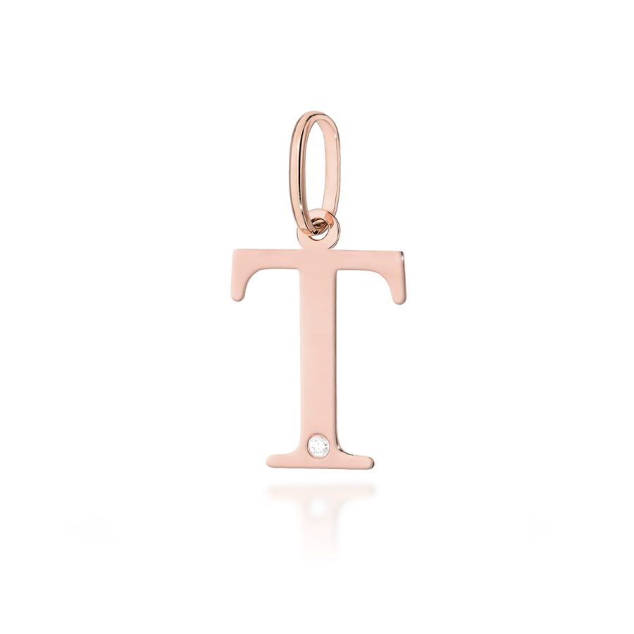 Zawieszka z literą T 10 × 13 mm z diamentami · Z069
