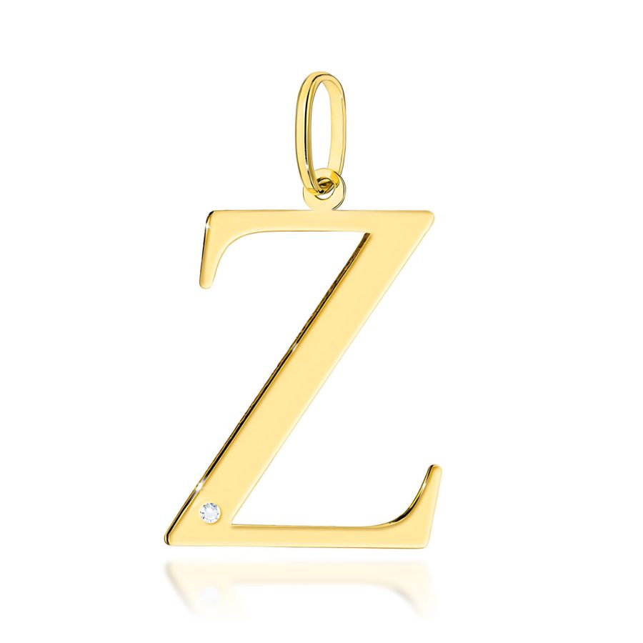 Złota zawieszka z literą Z i diamentem · Z070