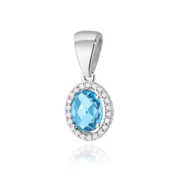 Zawieszka z kamieniem topaz swiss 1,70 ct Z0080 – białe złoto próby 585