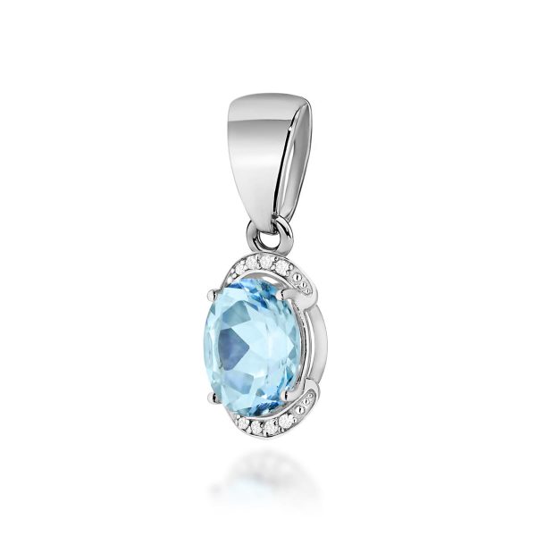 Zawieszka z kamieniem topaz swiss 3,00 ct Z0150 – białe złoto próby 585
