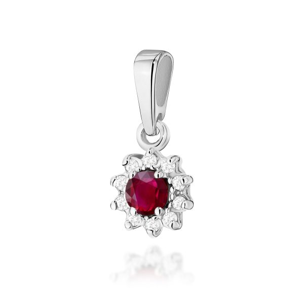 Zawieszka z rubinem 0,15 ct Z0185 – białe złoto próby 585