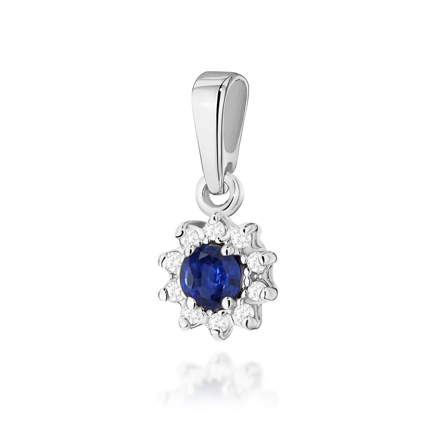 Zawieszka z okrągłym szafirem 0,15 ct i diamentami · Z185