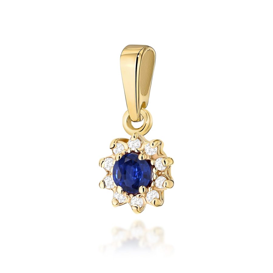 Zawieszka z okrągłym szafirem 0,15 ct i diamentami · Z185