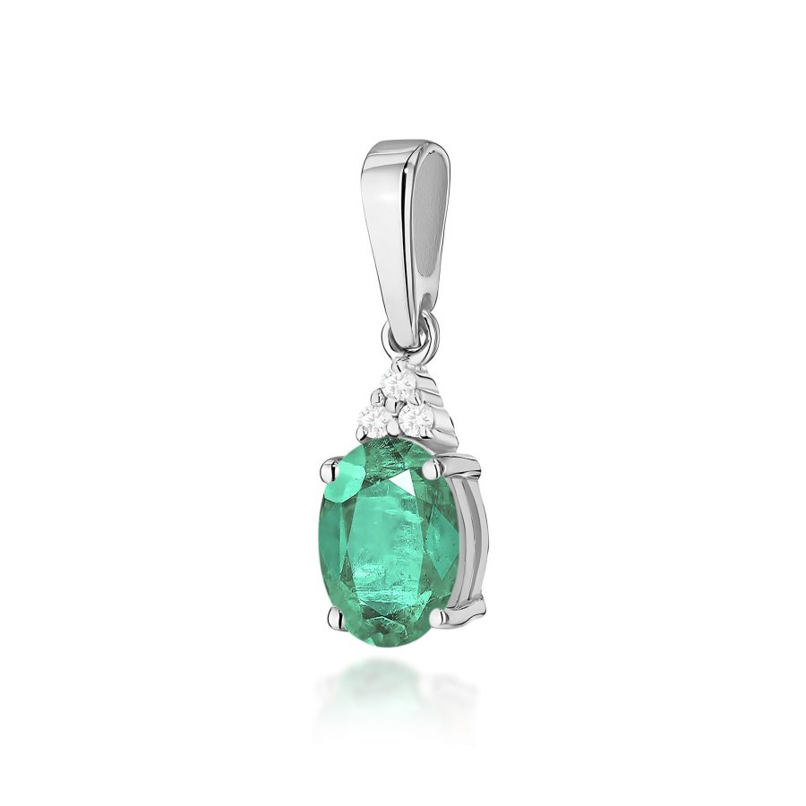 Zawieszka z owalnym szmaragdem 0,80 ct i diamentami · Z308