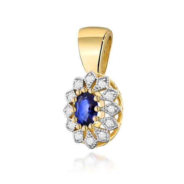 Zawieszka z szafirem 0,70 ct Z0354 – żółte złoto próby 585