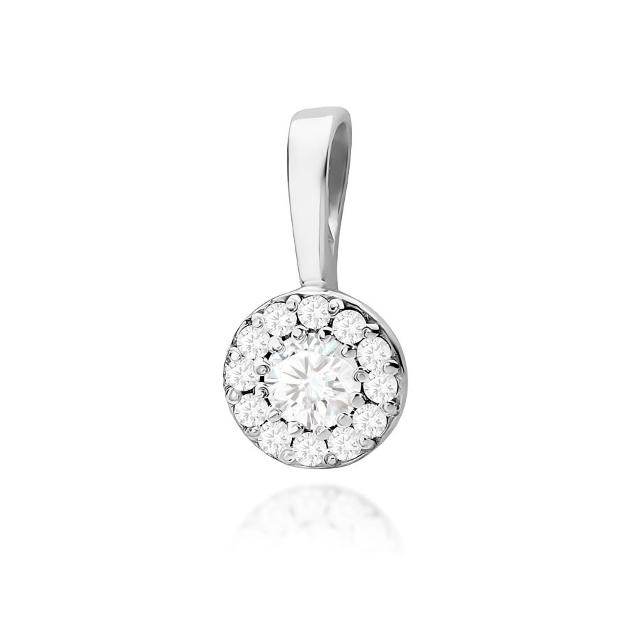 Zawieszka z białego złota z diamentem 0,12 ct i diamentami · Z443