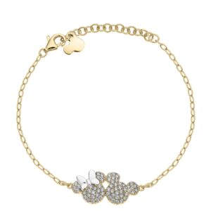 Pozłacana bransoletka Disney Mickey & Minnie – srebro 925 i cyrkonie – BigDIAMOND Kraków