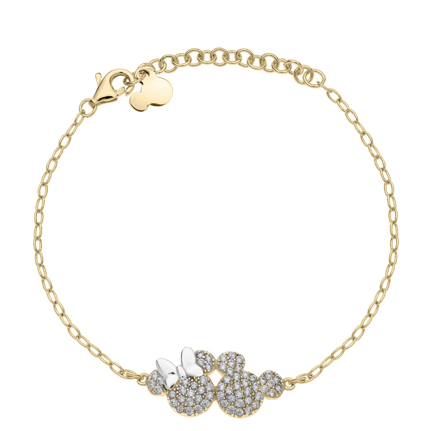 Pozłacana bransoletka Disney Mickey & Minnie – srebro 925