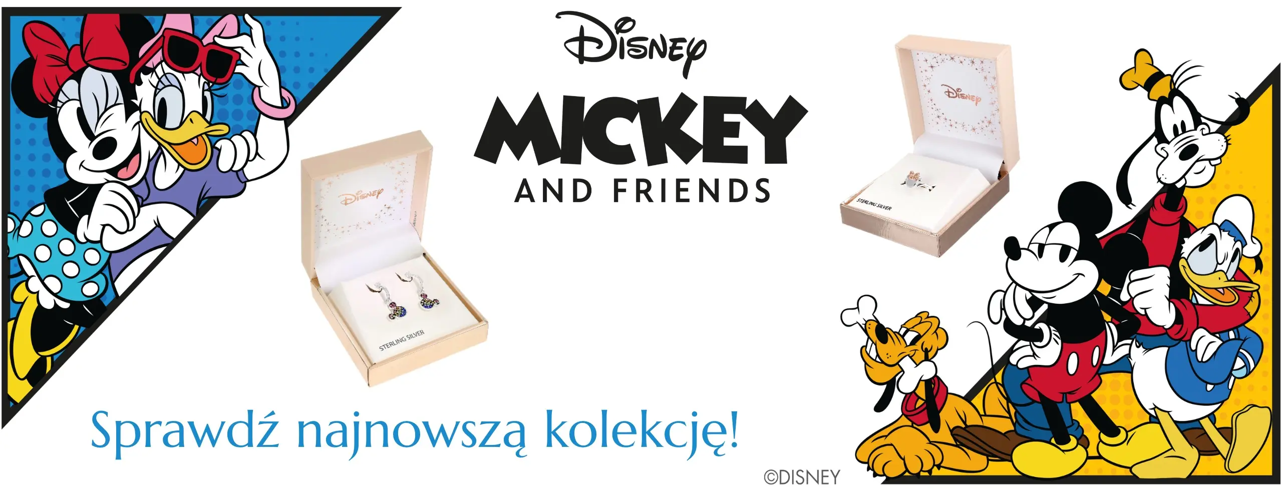 Mickey, Daisy, Donald, Minnie i Pluto - bohaterowie kolekcji biżuterii Disney