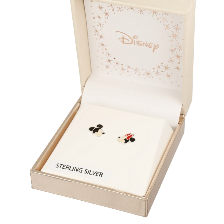 Srebrne dziecięce kolczyki Minnie Mouse w eleganckim pudełku Disney