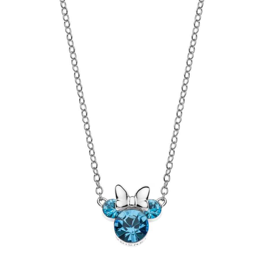 Naszyjnik Minnie Mouse Disney z niebieskimi kryształami Swarovski, wykonany ze srebra 925 – BigDIAMOND Kraków Starowiślna