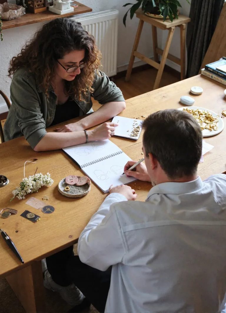 Konsultacja projektu biżuterii z klientem w salonie BigDIAMOND w Krakowie