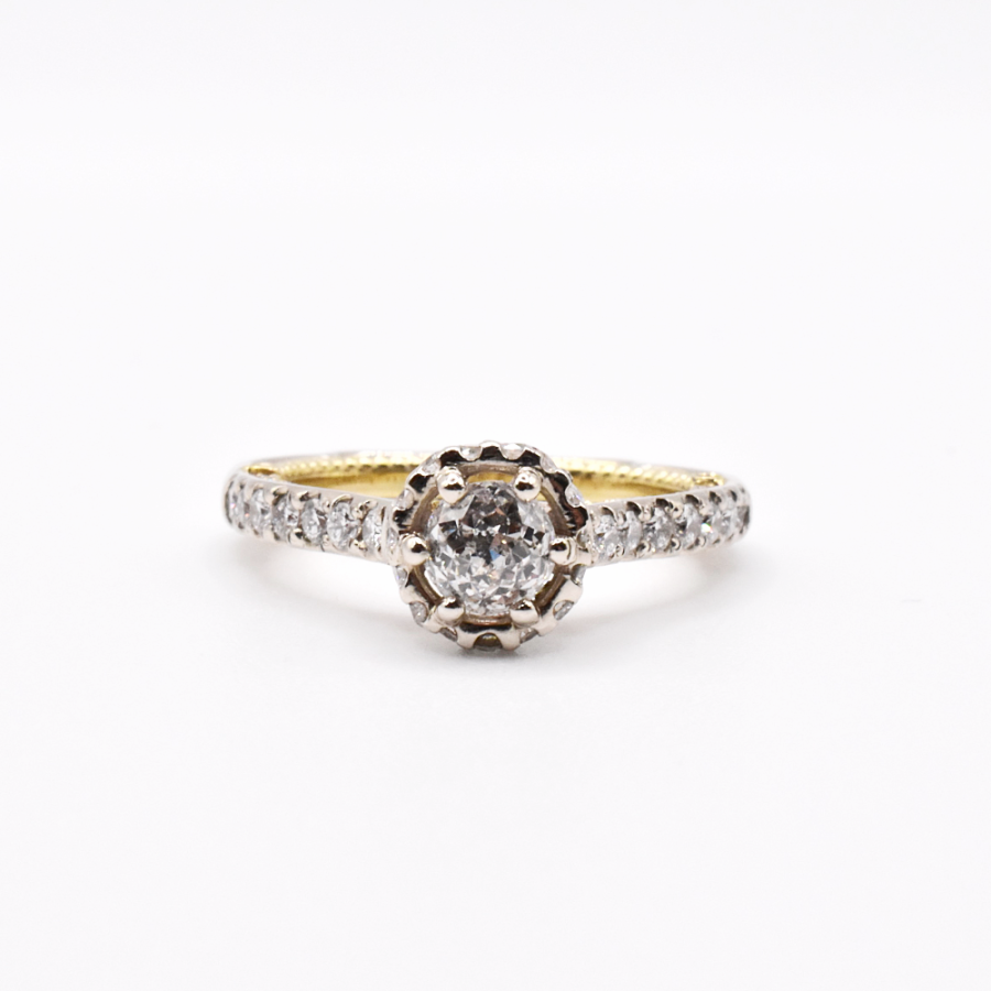 Ręcznie wykonany pierścionek z diamentami – białe i żółte złoto 585 – 1.52ct – BigDIAMOND Jubiler Kraków