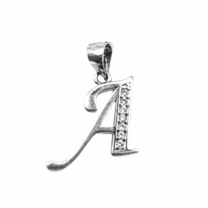 🩶 Srebro — biżuteria srebrna BigDIAMOND Kraków 6 Srebrny wisiorek z literą A ozdobiony cyrkoniami.