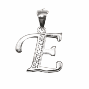 🩶 Srebro — biżuteria srebrna BigDIAMOND Kraków 7 Srebrny wisiorek z literą E wysadzanym cyrkoniami
