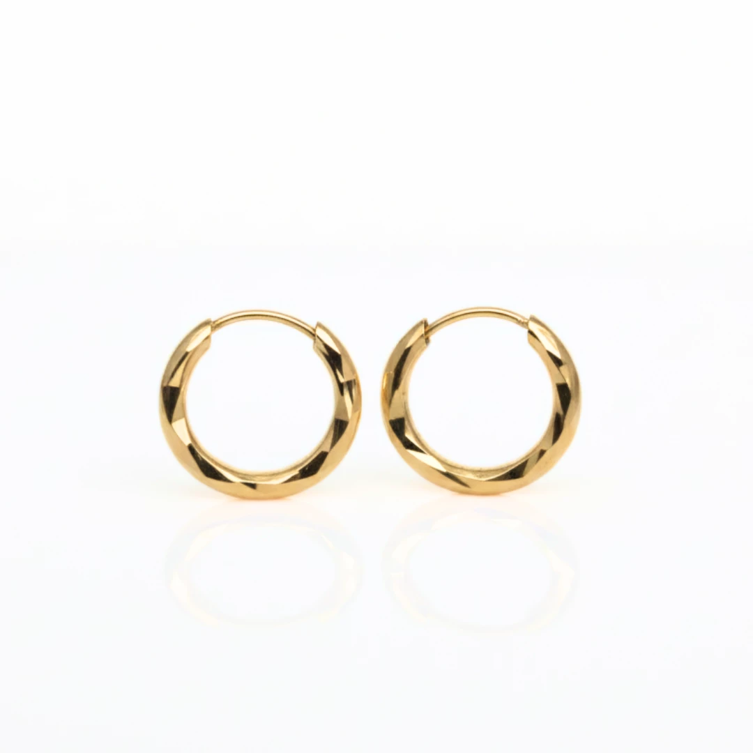 Złote kolczyki koła fasetowane