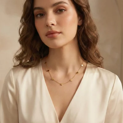 Złoty naszyjnik z motywem serc