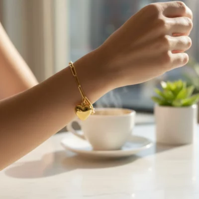 Złota bransoletka z serduszkiem