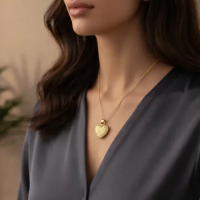 Złota zawieszka serce grawerowane