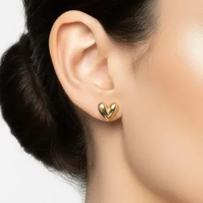 Złote kolczyki serca gładkie asymetryczne