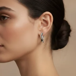 🩶 Srebro — biżuteria srebrna BigDIAMOND Kraków 70 Srebrne kolczyki falowane minimalistyczne