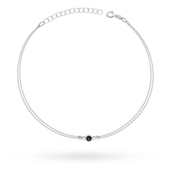 Bransoletka z czarnym diamentem 0,12 ct B0003 – białe złoto próby 585