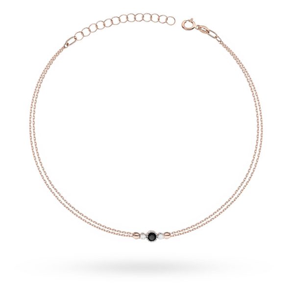 Bransoletka z czarnym diamentem 0,12 ct B0003 – różowe złoto próby 585