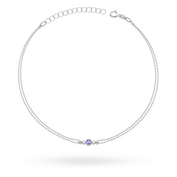 Bransoletka z tanzanitem 0,15 ct B0005 – białe złoto próby 585