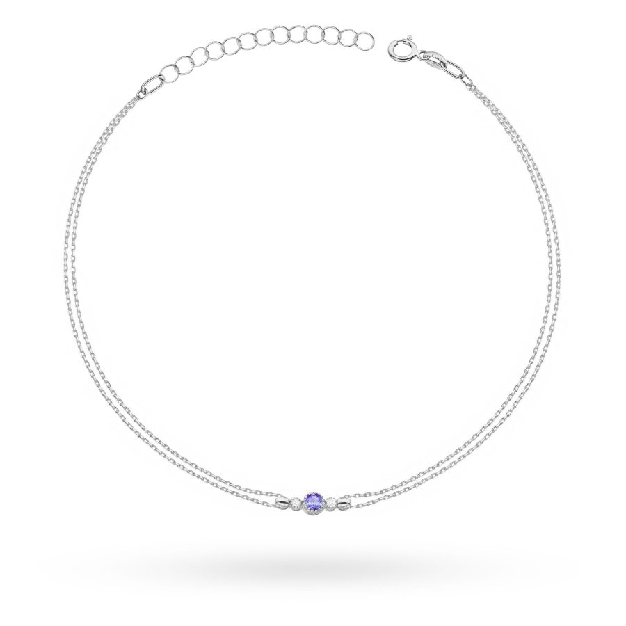 Bransoletka z tanzanitem 0,15 ct B0005 – białe złoto próby 585