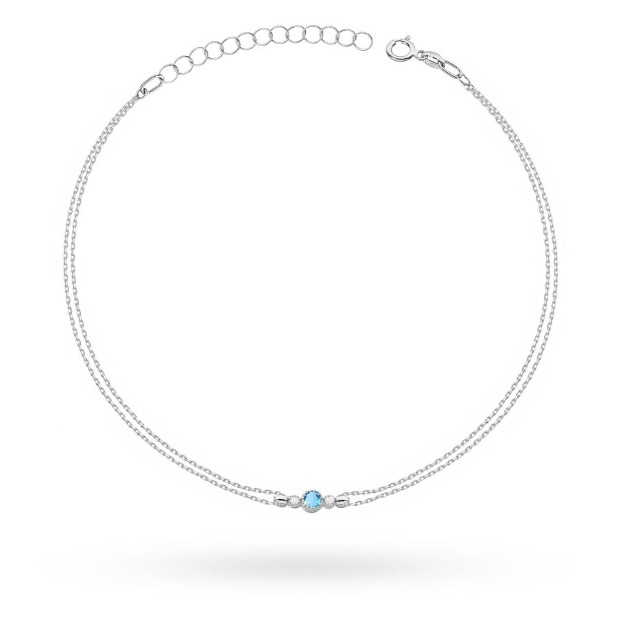 Bransoletka z białego złota z topazem Swiss i diamentami · B0005