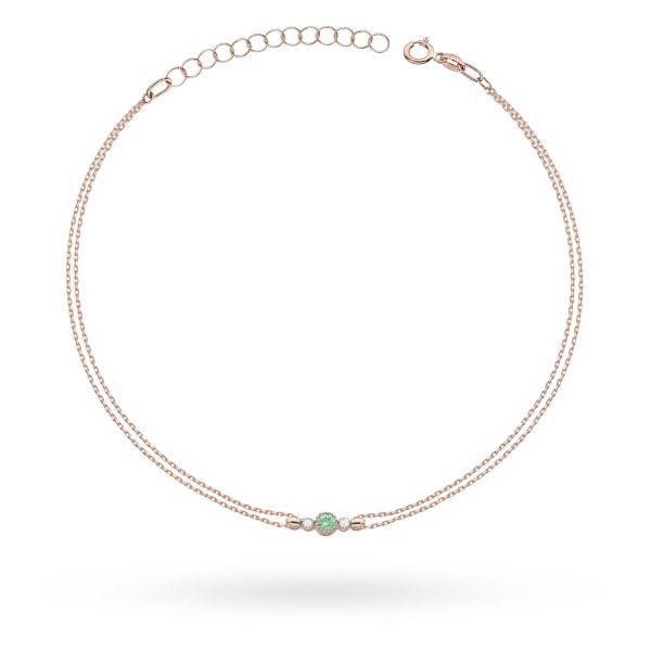 Bransoletka z szmaragdem 0,15 ct B0005 – różowe złoto próby 585