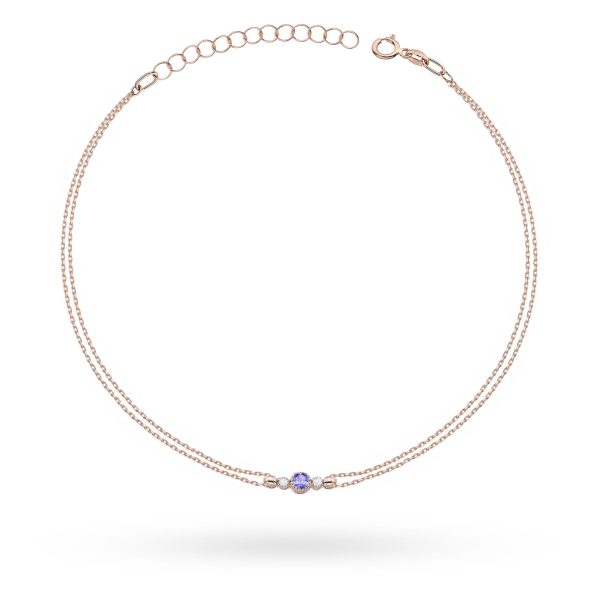 Bransoletka z tanzanitem 0,15 ct B0005 – różowe złoto próby 585
